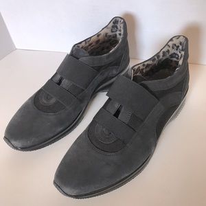Aquatalia black suede slip on sneakers size 9